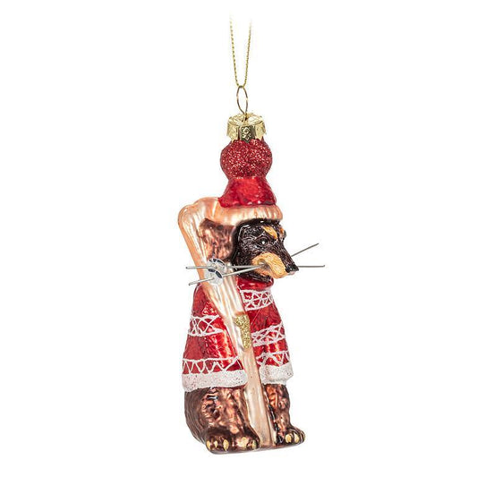 Dog with Skis & Hat Ornament