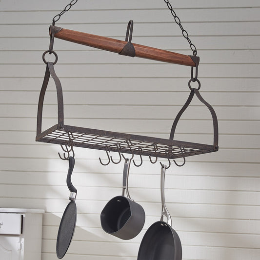 Wood & Iron Yoke Hanging Pot Rack
