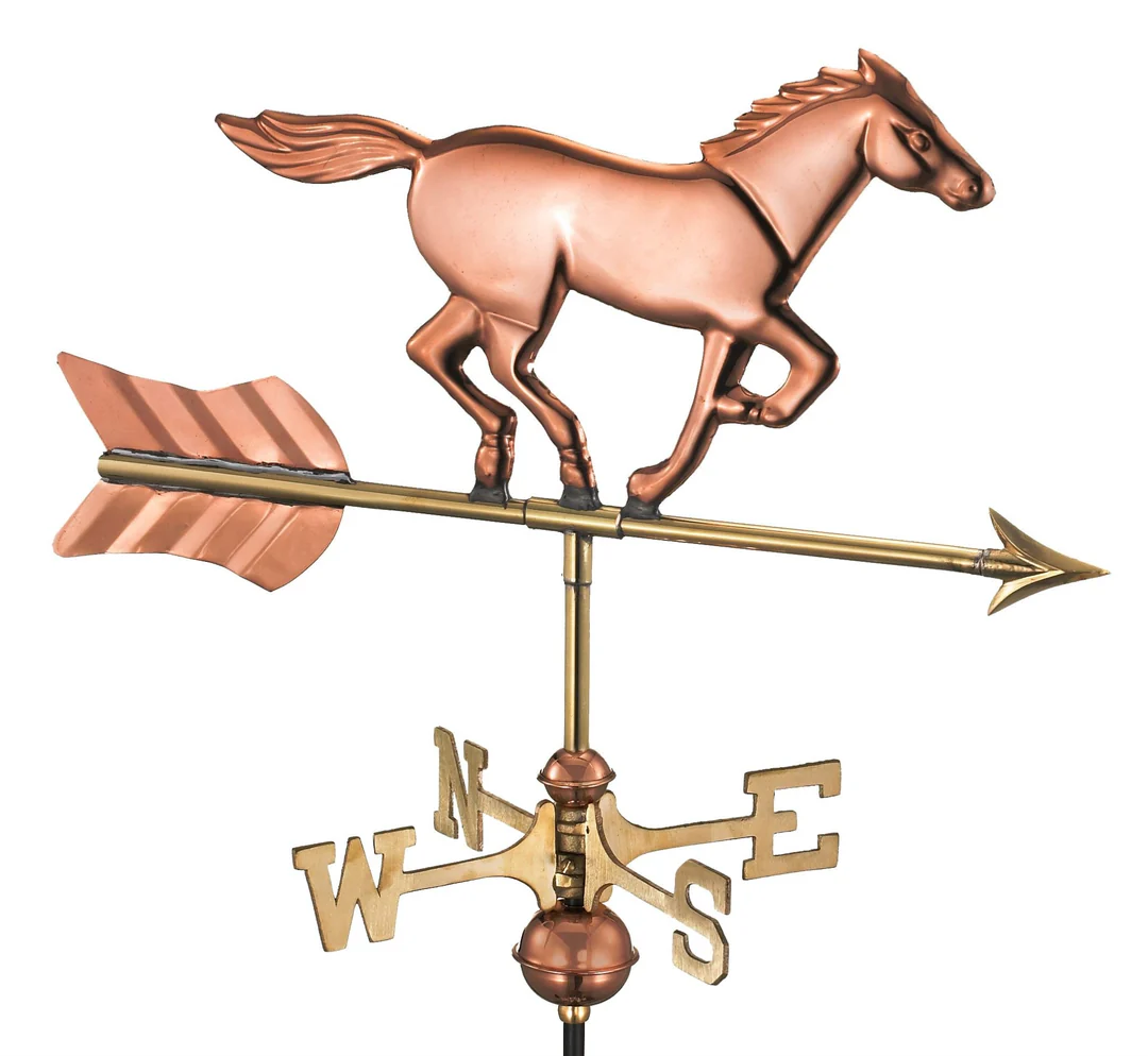 Horse Cottage Weathervane Polished