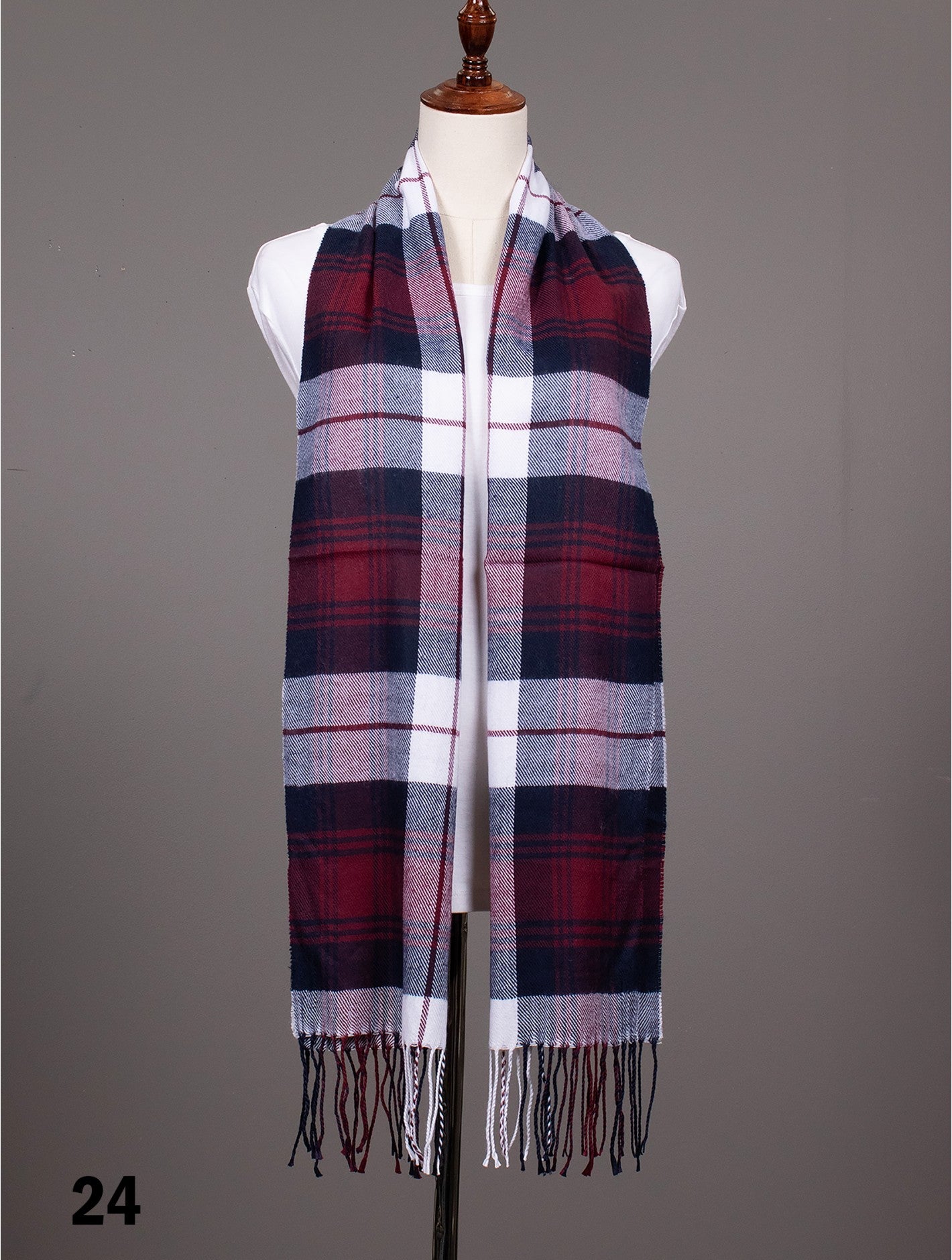 Scarf - Plaid Patterned w/ Fringe