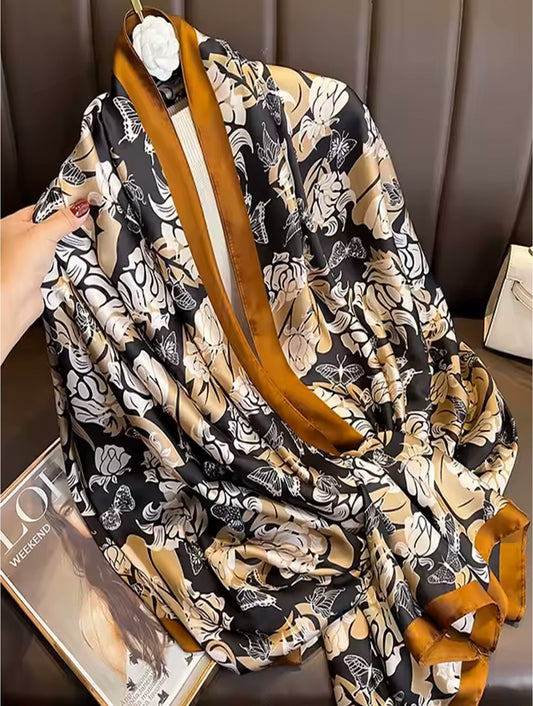 Premium Silk Feeling Spring Print Scarf