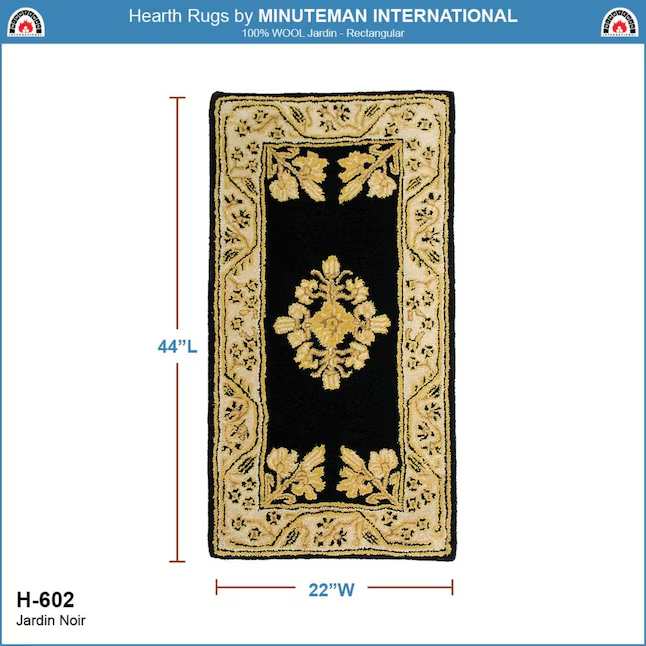 Black Rectangular Hearth Rug