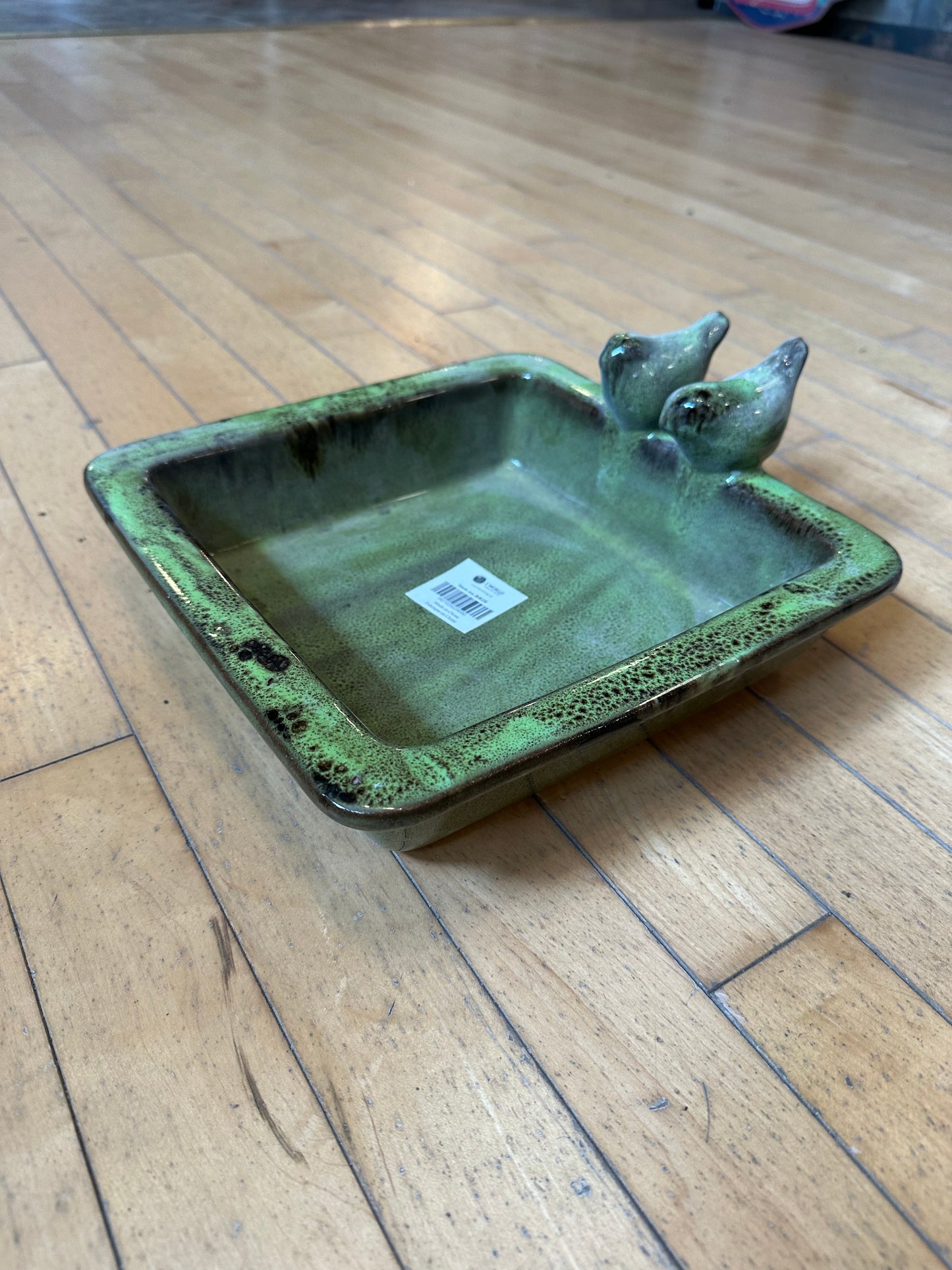 Square ceramic bird bath