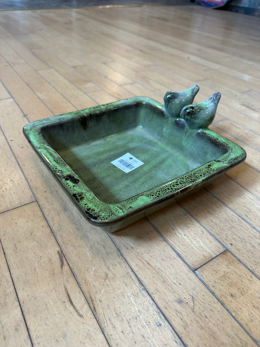 Square ceramic bird bath