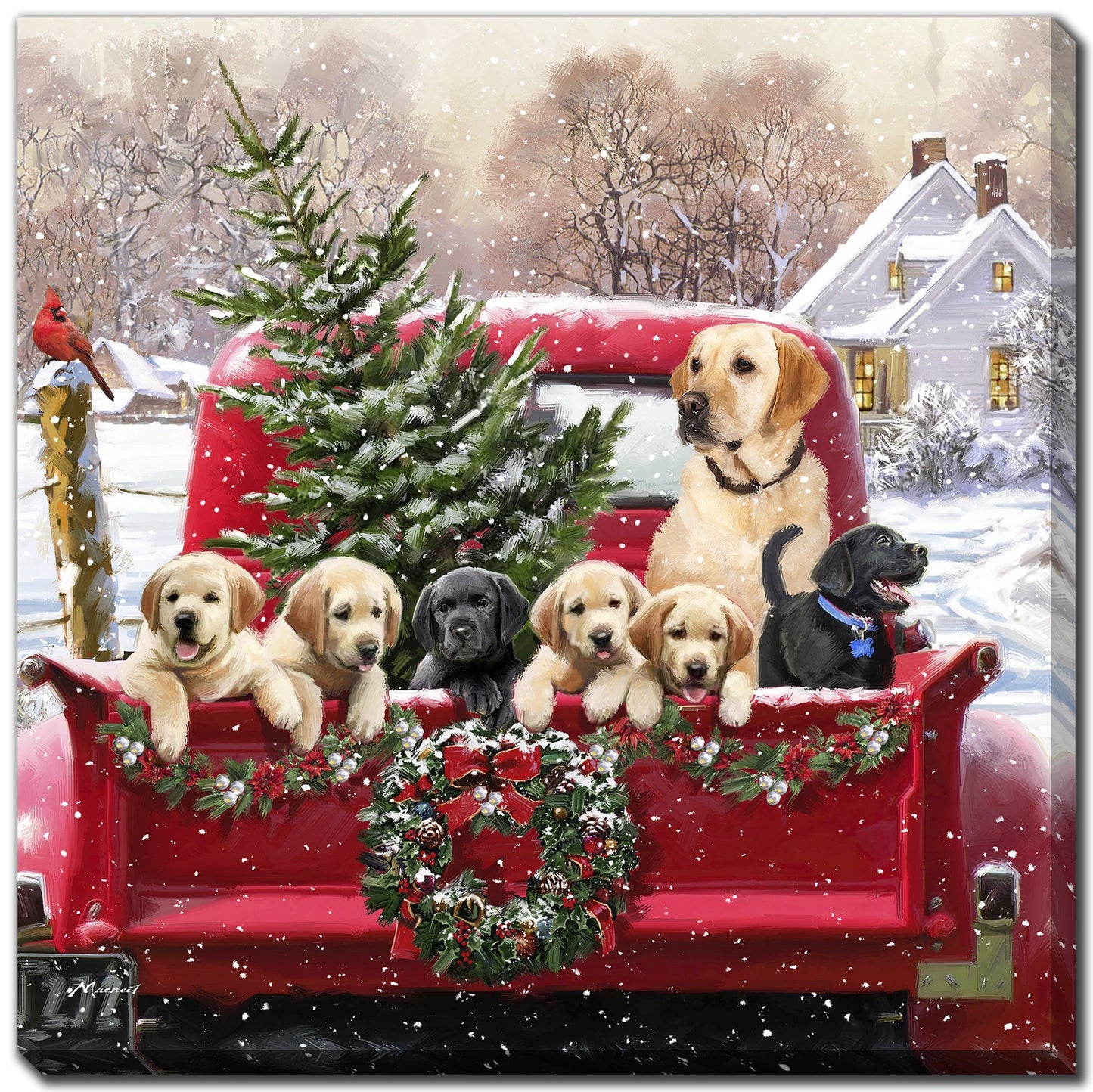 Labs in Truck Canvas Print