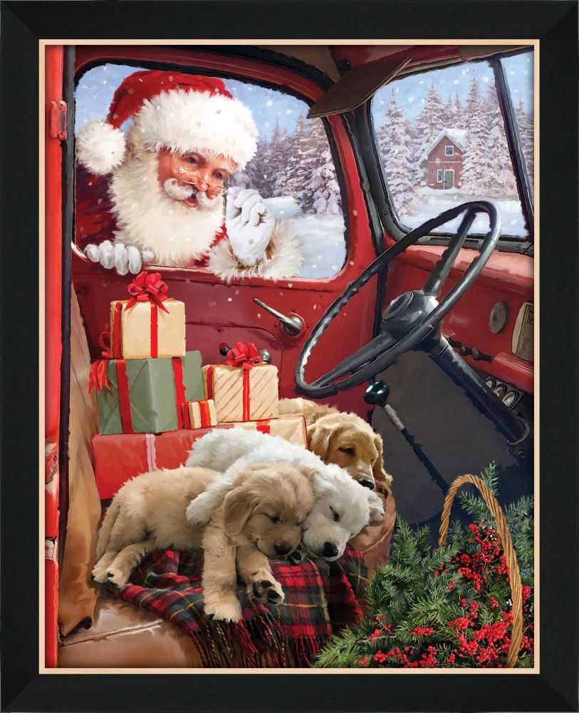 Christmas - Front Seat Puppies Painting