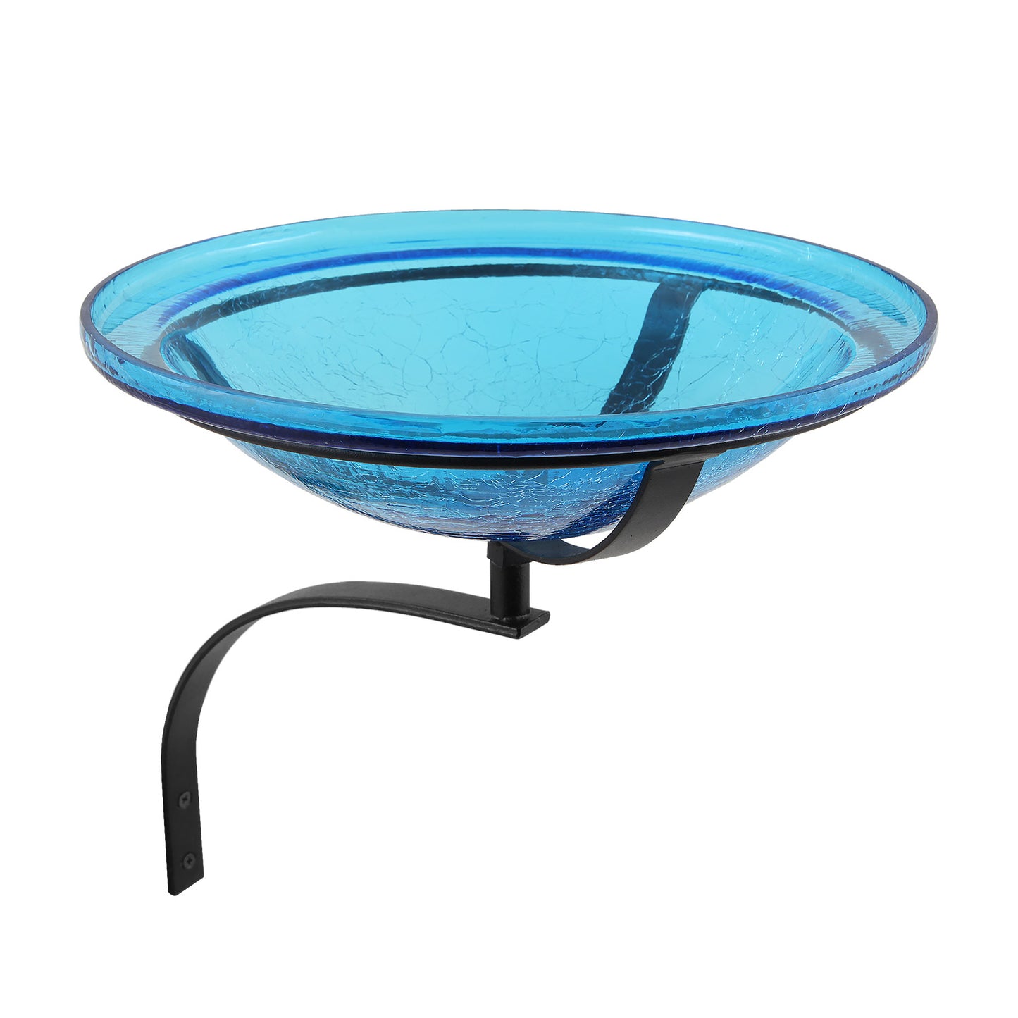 Teal Crackle Glass Bird Bath - 12"