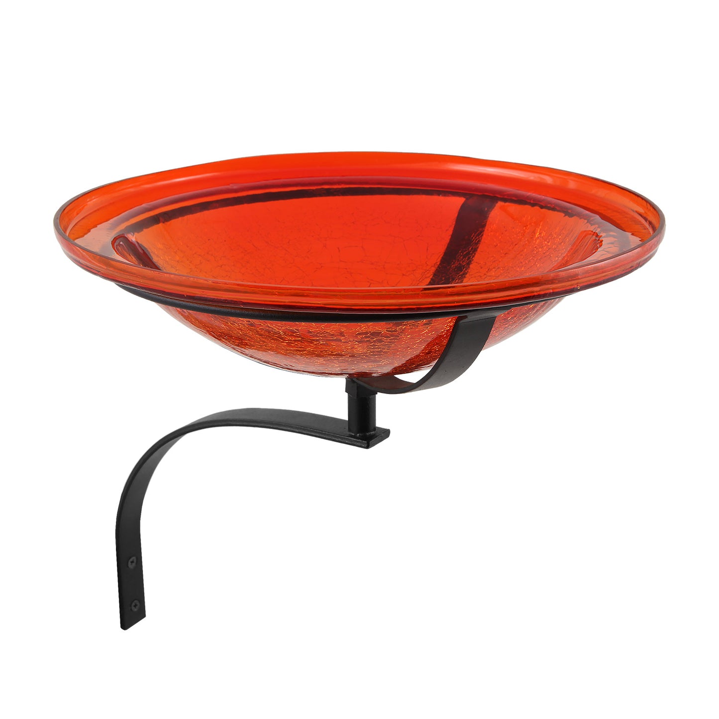 Red Crackle Glass Bird Bath - 12"