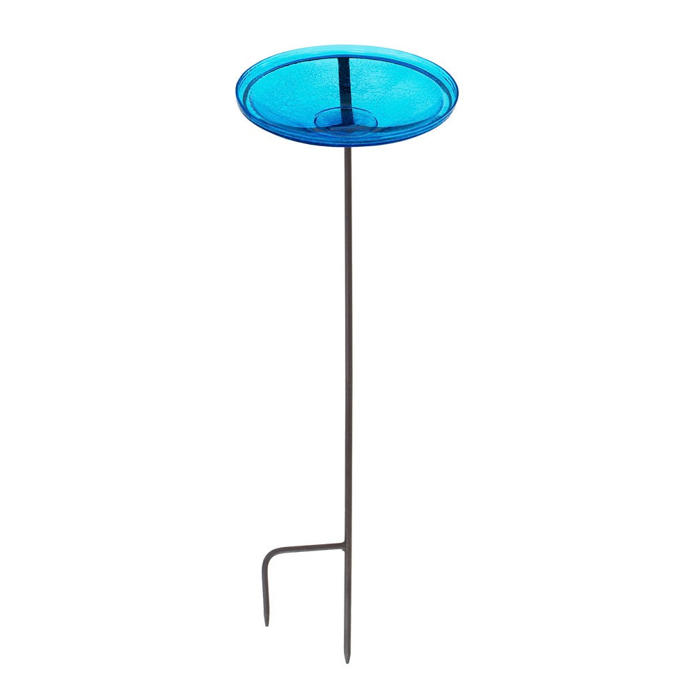Bird Bath - Teal Crackle Bowl w/ Stake