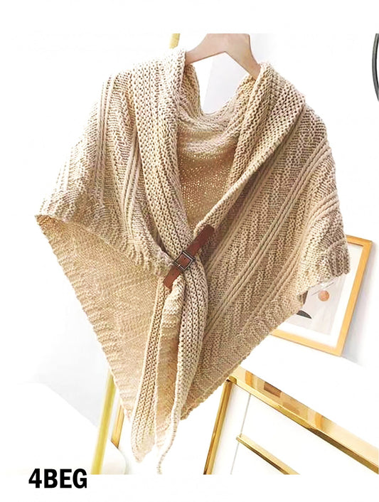 Knitted Cape w/ Buckle Detailing