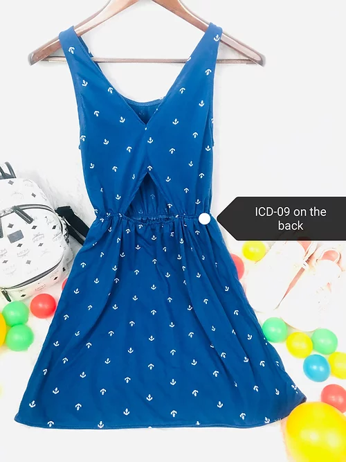 Dress - Anchor Print w/ Elastic Waist