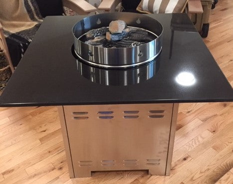 Jackson Mountain - Square Fire Table w/ Stainless Base