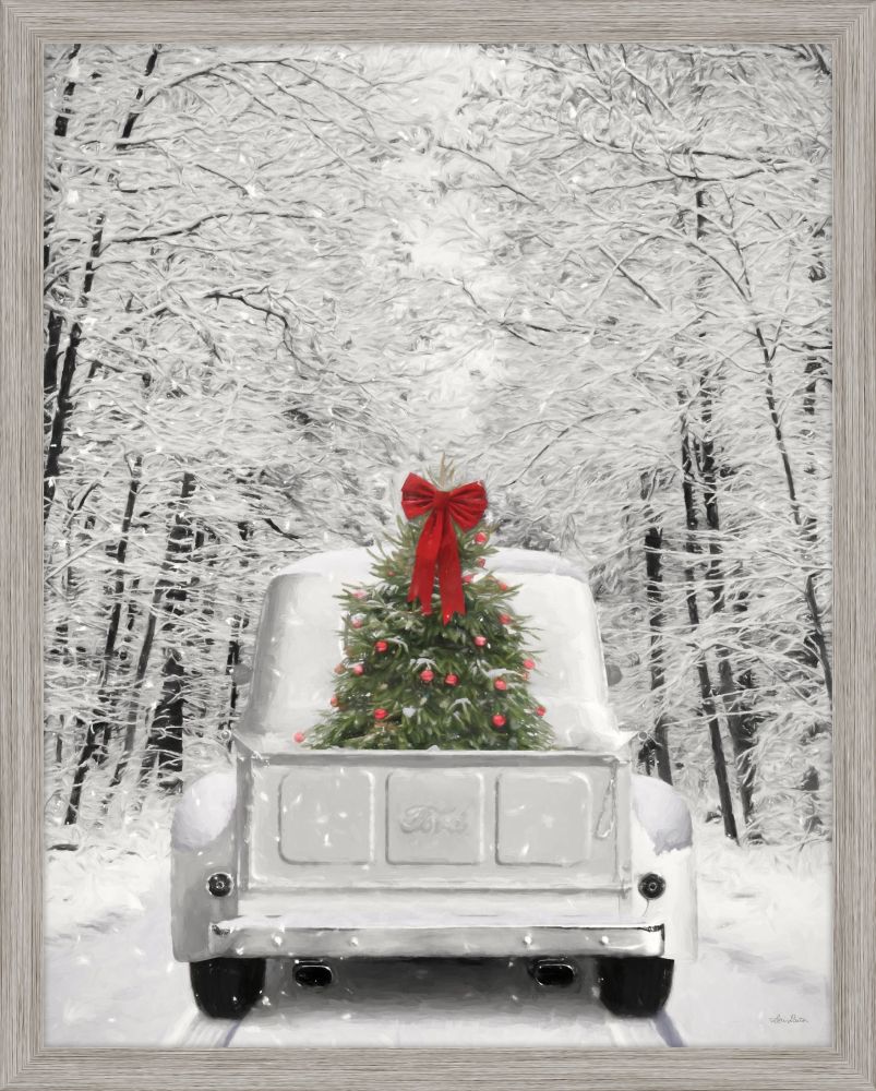 Snowy Drive Framed Canvas Mounted Art