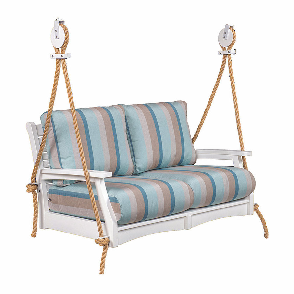 Berlin Gardens Classic Terrace Loveseat Swing w/ Vinyl A-Frame with roof