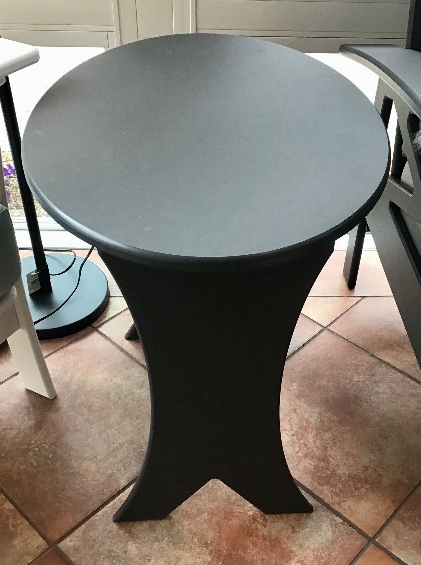 Beaver Springs - Oval Side Table - Charcoal