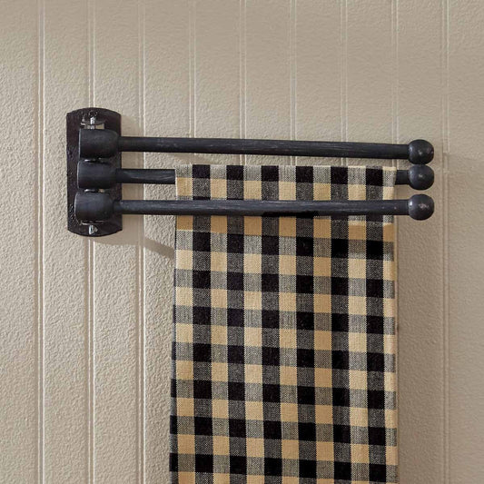 Decor - 3 Prong Wooden Towel Rack, Black