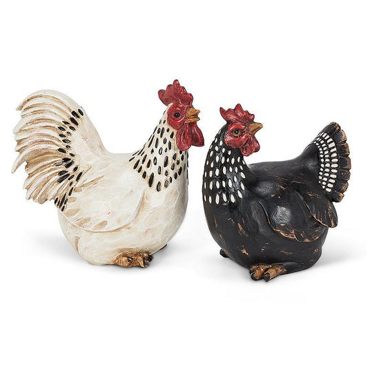 Sitting Rooster & Hen