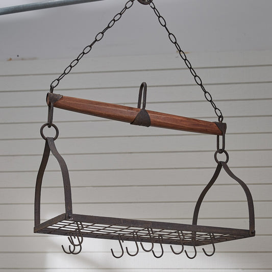 Wood & Iron Yoke Hanging Pot Rack