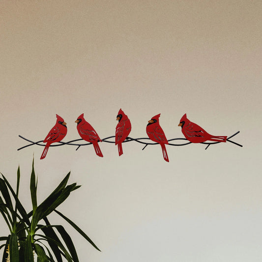 Cardinals on a Branch - Metal Wall Art
