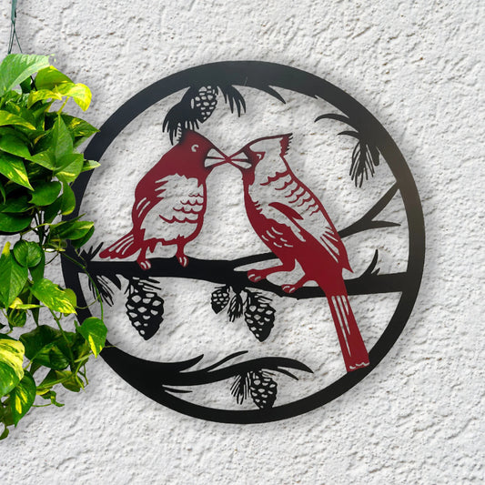 Kissing Cardinals - Metal Wall Art