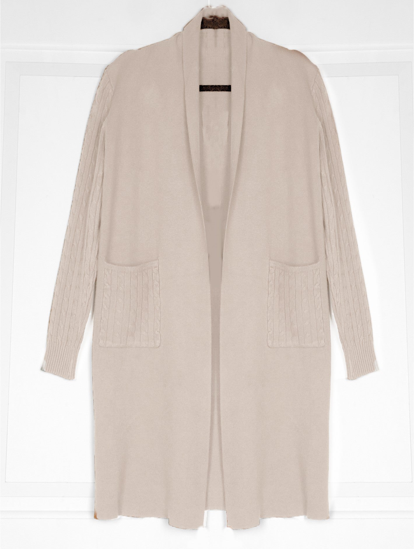 Stretchy Cable Knitted Cardigan W/ Pockets