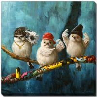 Paintings - Birdz in da hood 2