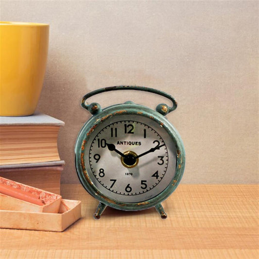 Green Antique Iron Table Clock