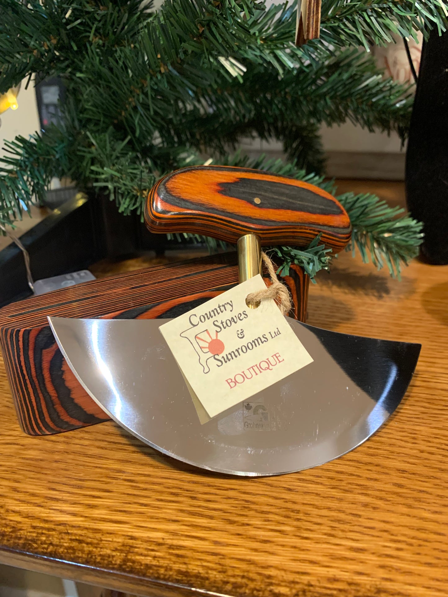 GROHMANN KNIVES - Ulu knife w/ matching block holder - $80.00