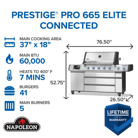 Napoleon Prestige® PRO 665 Elite with Smart Technology & Electric Smoker Box Grill