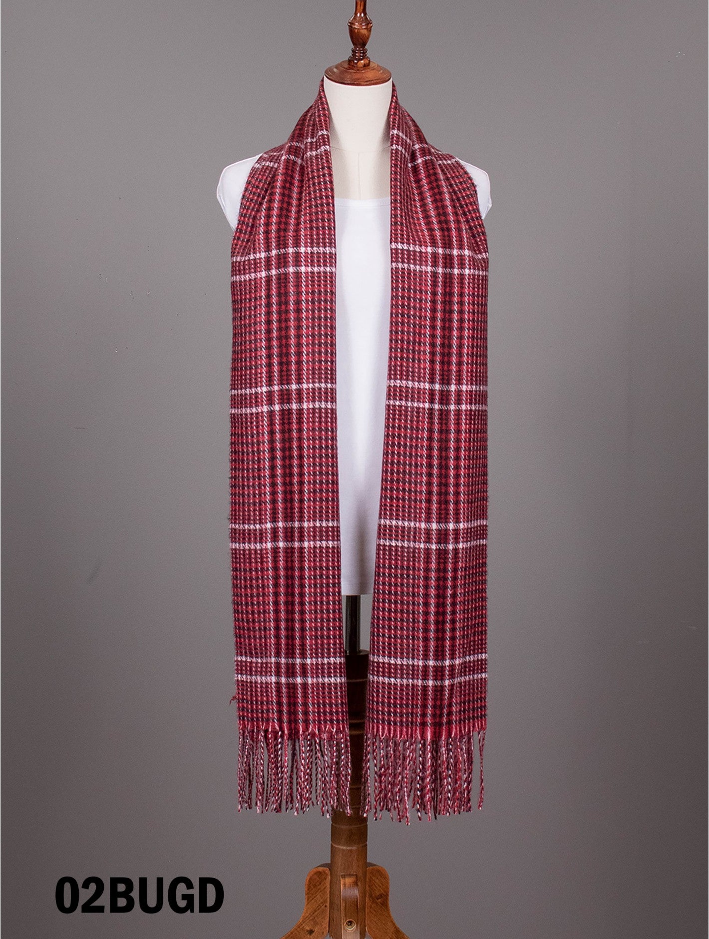 Houndstooth Print Blanket Scarf W/ Fringes