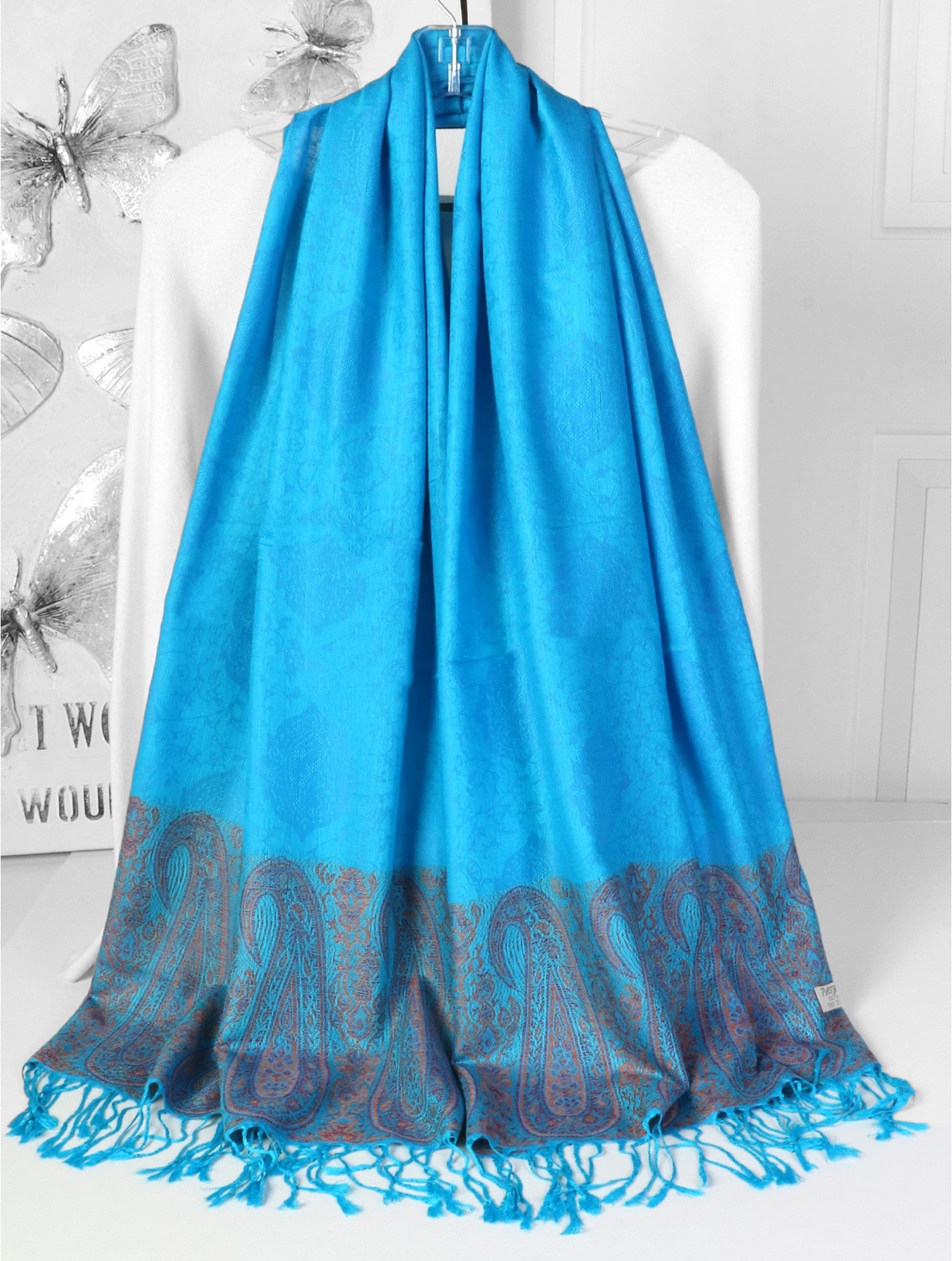 Paisley Print Shawl Scarf W/ Tassels