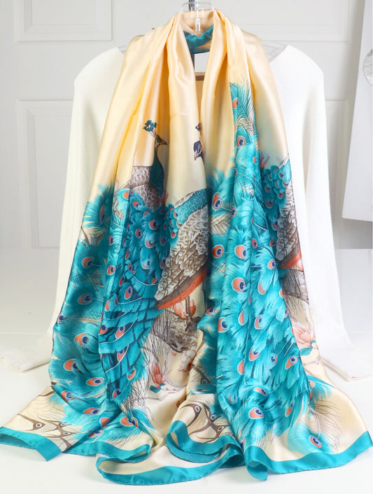 Premium Silk Feeling Spring Print Scarf