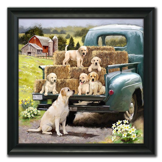 Truck Pups Framed Art