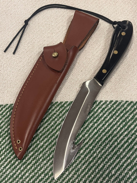 GROHMANN HUNTING KNIVES GUTHOOK- Stainless Steel, w/Guthook, Water Buffalo Horn, W4SG   $240.00