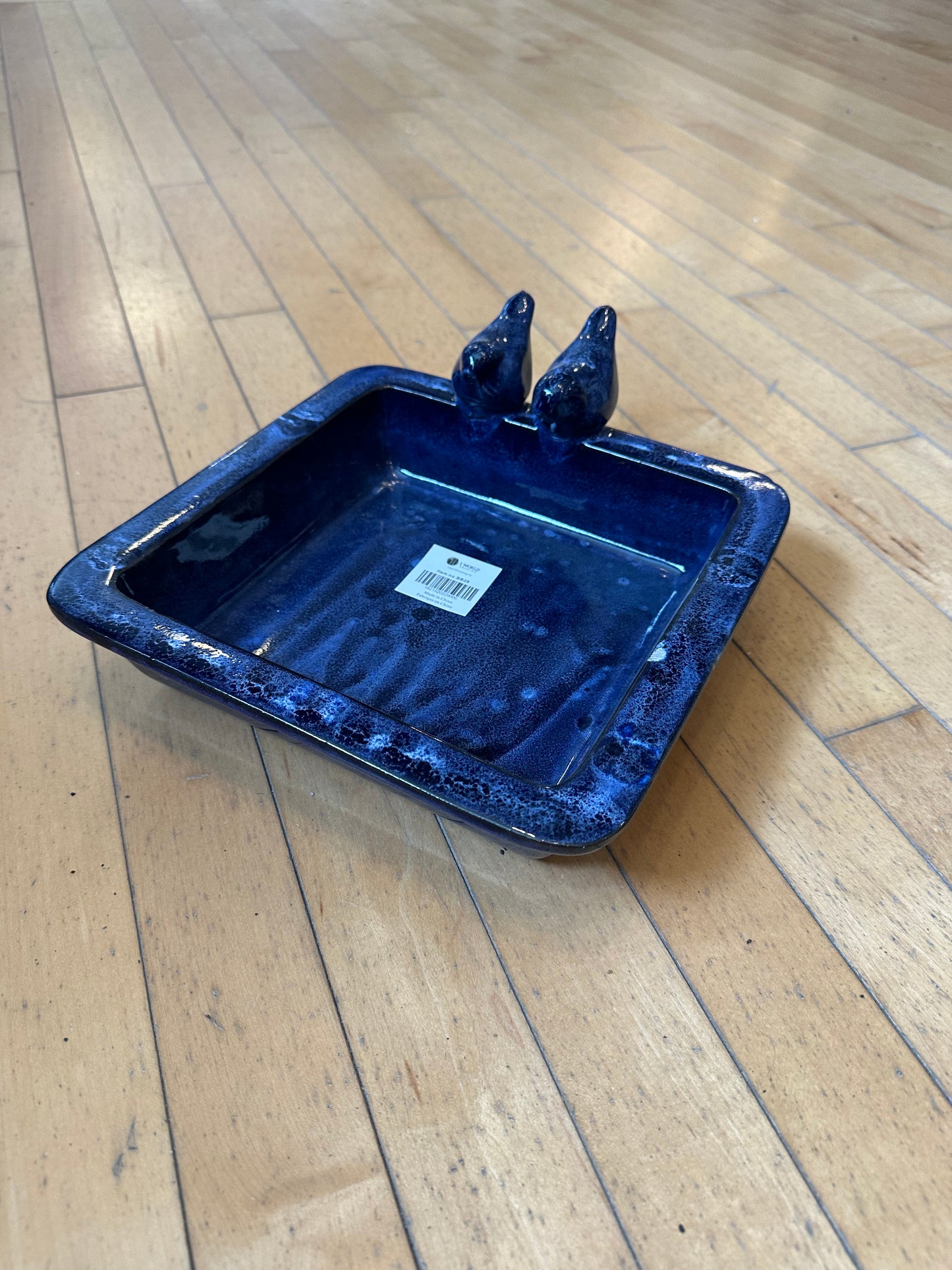 Square ceramic bird bath