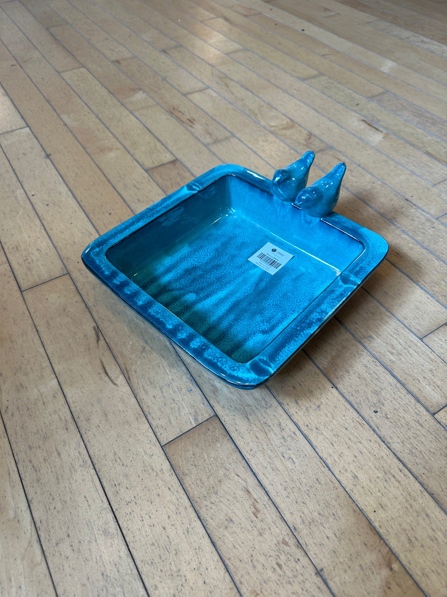 Square ceramic bird bath