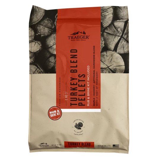 TRAEGER - Limited Edition Turkey Blend Hardwood Pellets + Orange Brine & Turkey Rub Kit