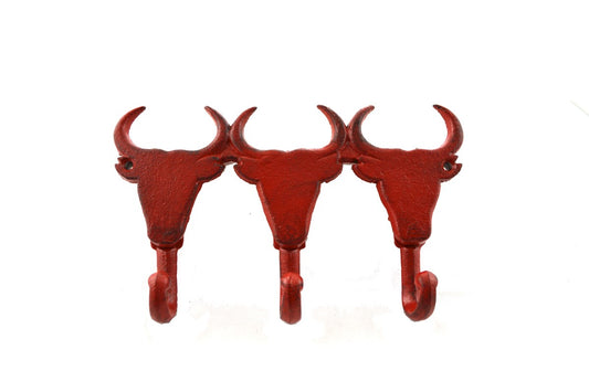 Wall Hook - Bull Head Trio - Red