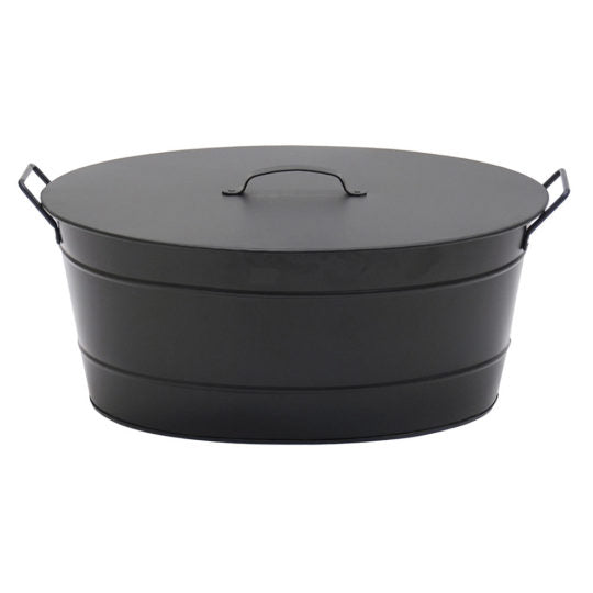 Black Oval Wood Holder Tub w/lid