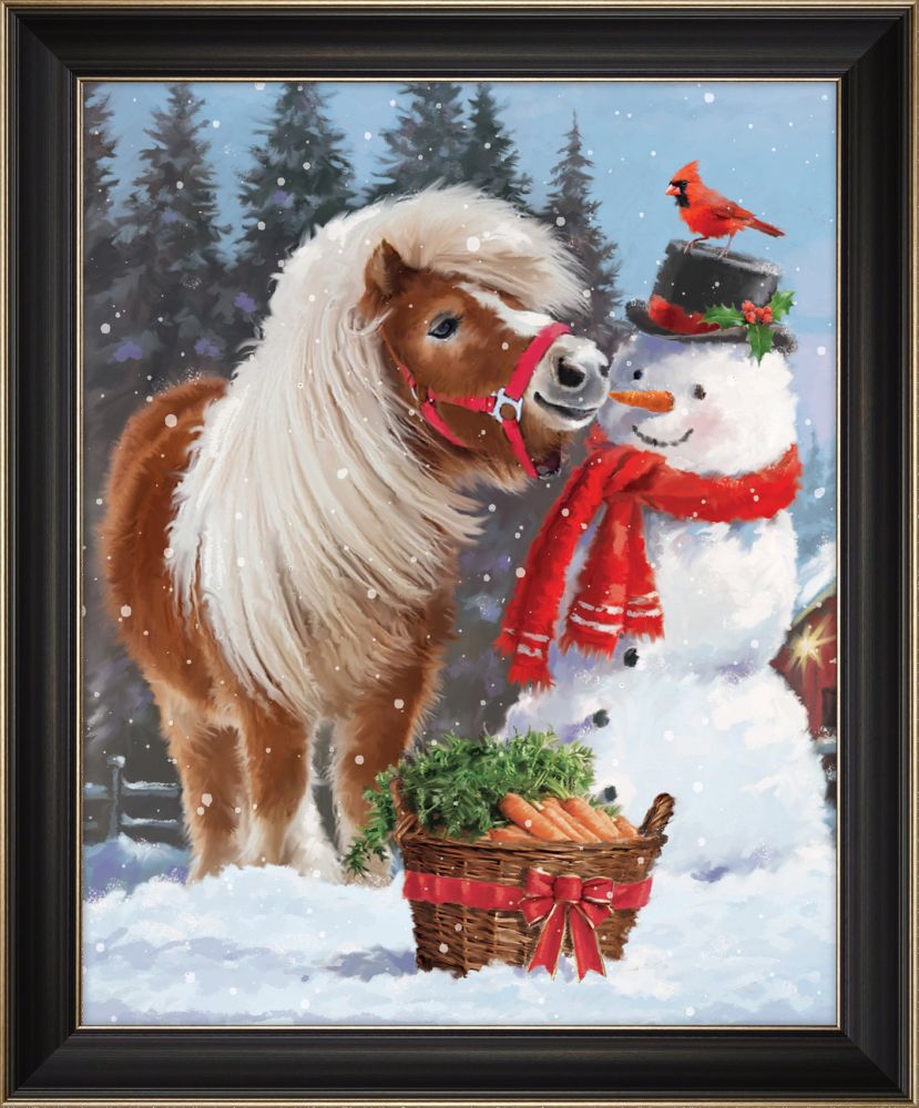 Pony and Snowman Canvas Print