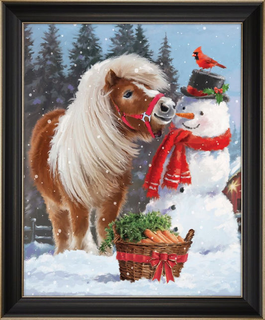 Pony and Snowman Canvas Print