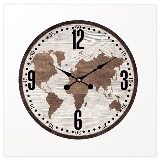 Clock - Laminated World Map