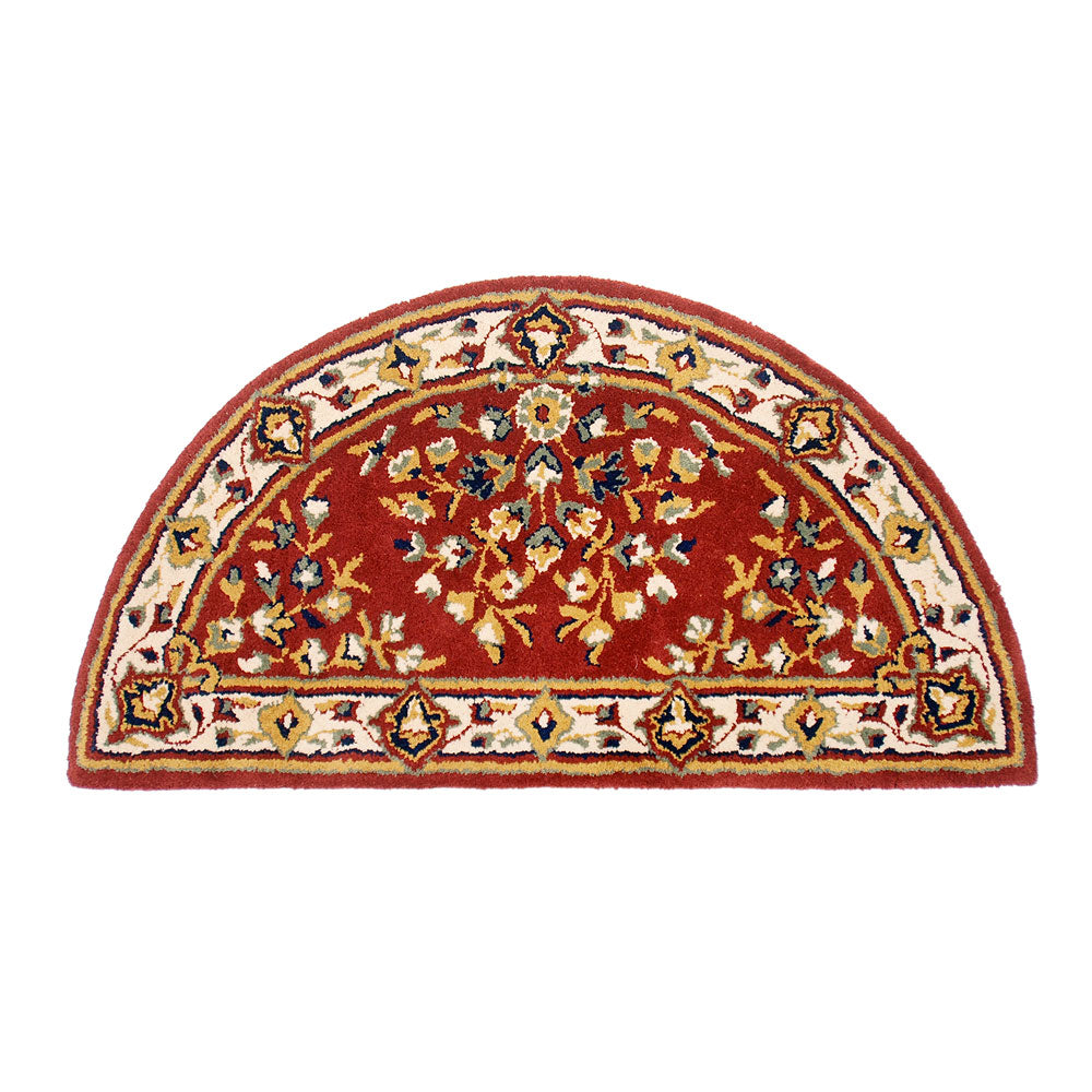 Oriental Half Round Hearth Rug, 44x22-in