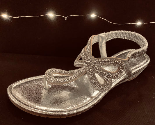 Sandals - Silver Butterfly