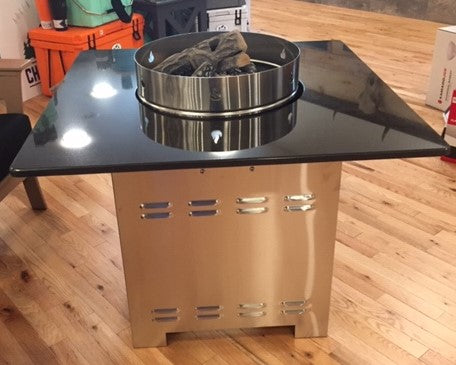 Jackson Mountain - Square Fire Table w/ Stainless Base