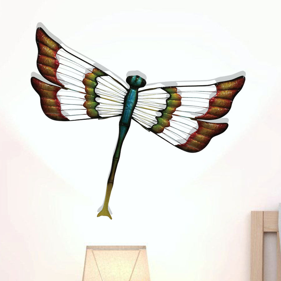 Décor - Metal Dragonfly w/ Striped Wings