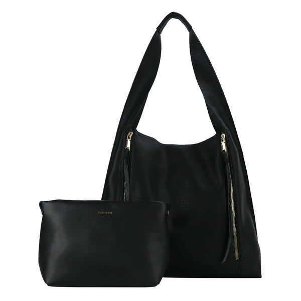 Purse - Dual Zipper Bag w/ Cosmetic Pouch
