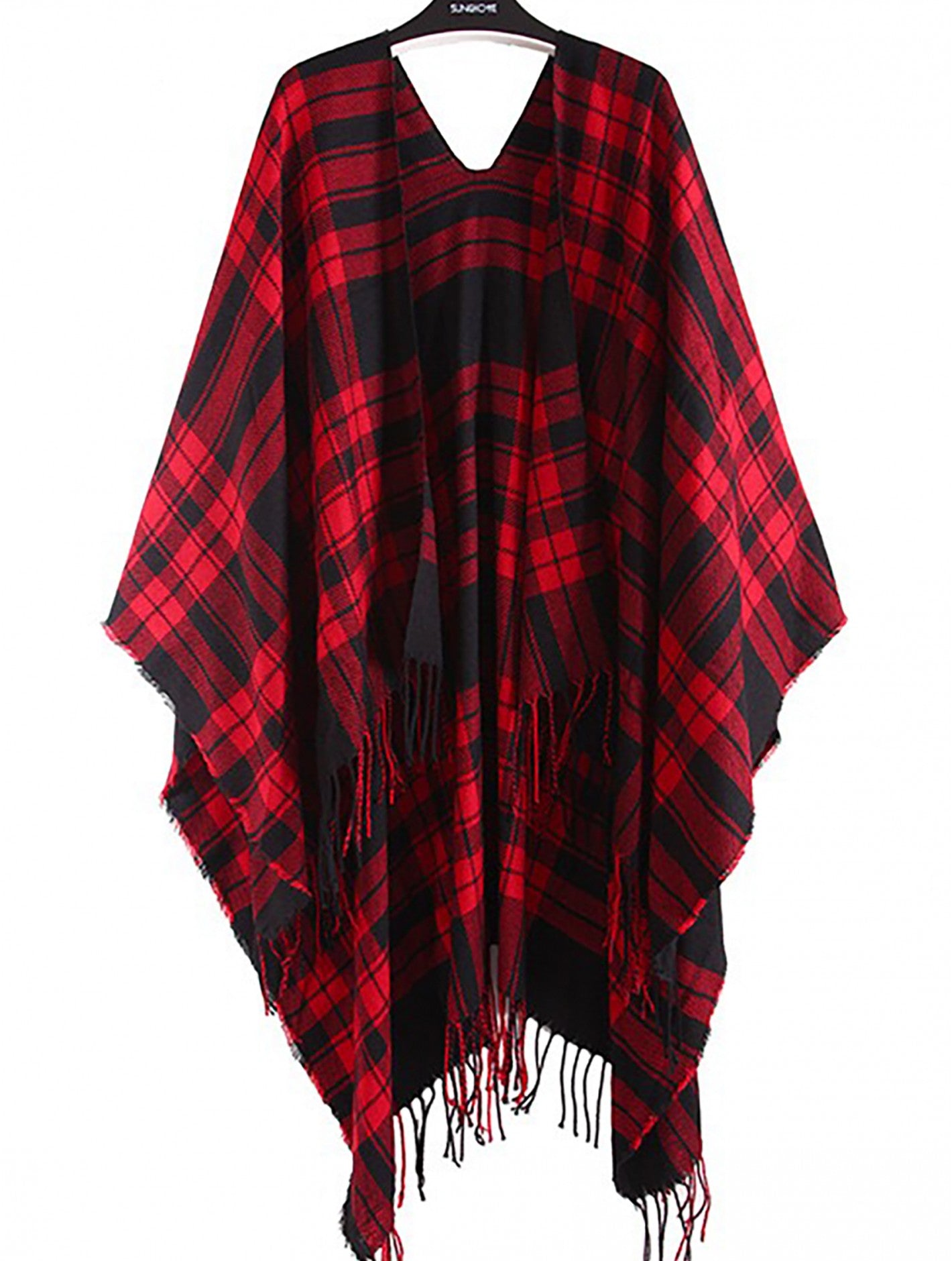 Poncho - Open Front Plaid