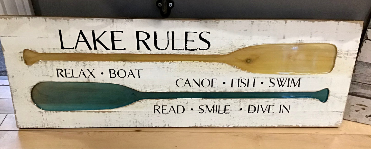 Decor - "Lake Rules" Wooden Sign