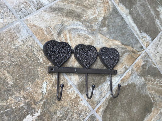 Wall Hook - Triple Heart - Country Stoves and Sunrooms Ltd